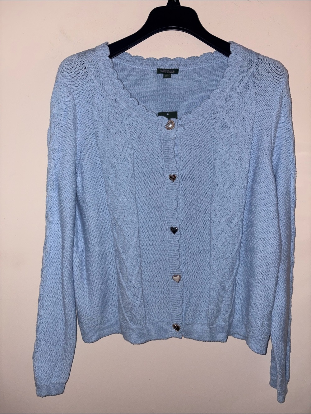 NWT Wild Fable size XXL blue cardigan with heart buttons